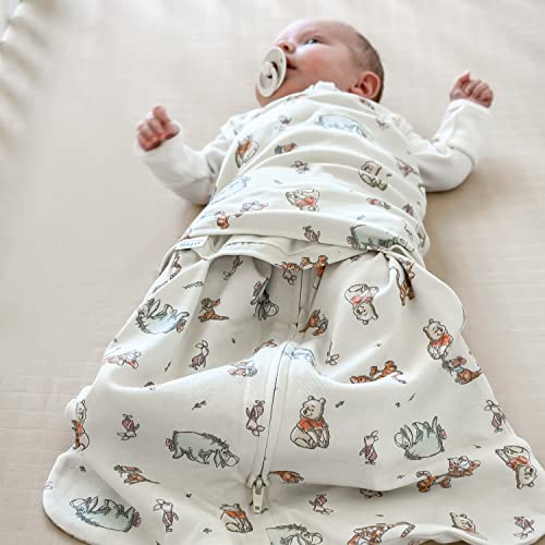 Image of HALO Disney Baby 100% Cotton Sleepsack Swaddle, 3-Way Adjustable Wearable Blanket, TOG 1.5, Winnie Frolic, Newborn, 0-3 Months