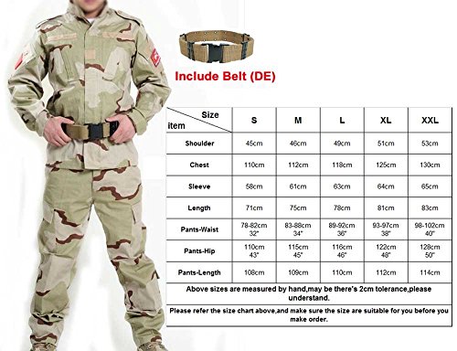 H World Shopping H Mundo Compra Hombres táctico BDU Chaqueta de Uniforme de Combate Camisa y Pantalones Traje para ejército Militar Airsoft Paintball Caza Juego de Guerra Camuflaje Desierto DC