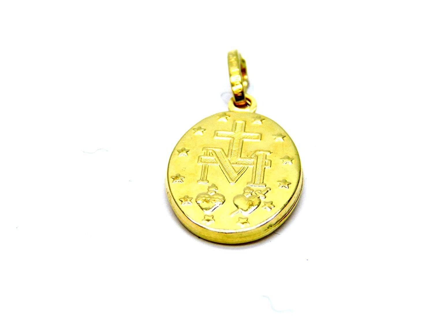 Ciondolo Oro Giallo 18kt (750) Pendente Medaglia per Madonna di Lourdes Madonnina Donna Ragazza