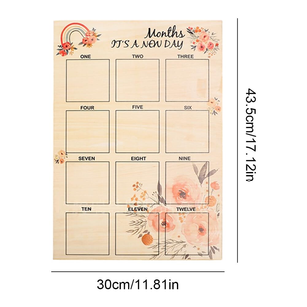 Surakey Milestone Board | Wooden Growth | Photo Commemorative Wall | Minimalist Home Ornament (Type 2)