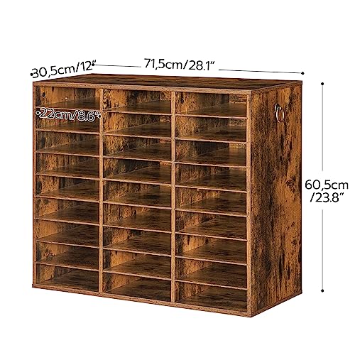 HOOBRO Literature Organizer, 27 Compartments Wooden Mail Organizer, Countertop Literature Sorter with Adjustable Shelves for Home, Office, School, Student Mailbox for Classroom, Rustic Brown FG27WF01