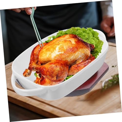 Plat de cuisson rectangulaire céramique blanc | Moule à four avec anses - 7
