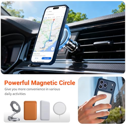 Image of SUPFINE Magnetic for iPhone 17 Pro Case Deep Blue | (Compatible with MagSafe)(Military Grade Drop Protection)(Camera Protection)Translucent Matte Phone Cover