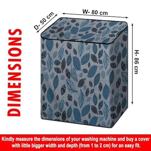 Image of The Furnishing Tree Semi-Automatic Top Load Washing Machine Cover | Waterproof & Dustproof | Easy to Clean | Durable & Washable, Leaf Botanical Print Polyester (50x80x86 CM)