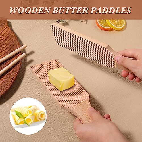 Sduseio 2 Sets Gnocchi Paddle Wooden Butter Paddles Wood Gnocchi Pasta Board Stripper With Garganelli Stick Natural Wooden Gnocchi Maker Board For Pasta And Butter,4 Pieces #TOP2