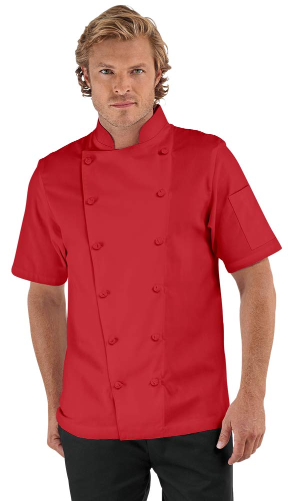 Men’s Traditional Chef Coat with Knotted Cloth Buttons (XS-3X, 3 Colors)