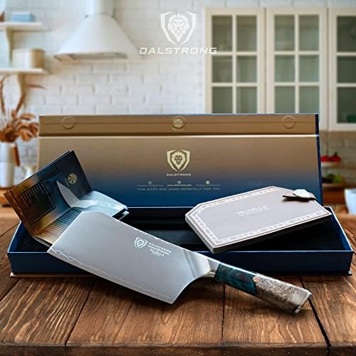 Dalstrong Valhalla Series 7 Inch HC Steel Meat Cleaver - Razor Sharp Knife - Celestial Resin & Wood Handle - Heavy Duty Slicer - Leather Sheath - Thumbnail 2