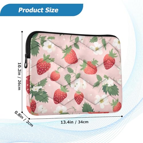 Funda para portátil de 13-14 pulgadas rosa con diseño flor de fresa miniatura 3