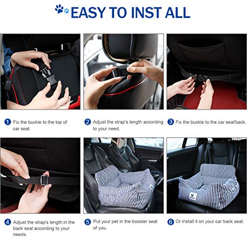 Small Dog Car Seat,Pet Car Booster Front Seat Carrier with Removable Cover&Safety Leash for Small and Medium Pets Cat Up to 25 Lbs