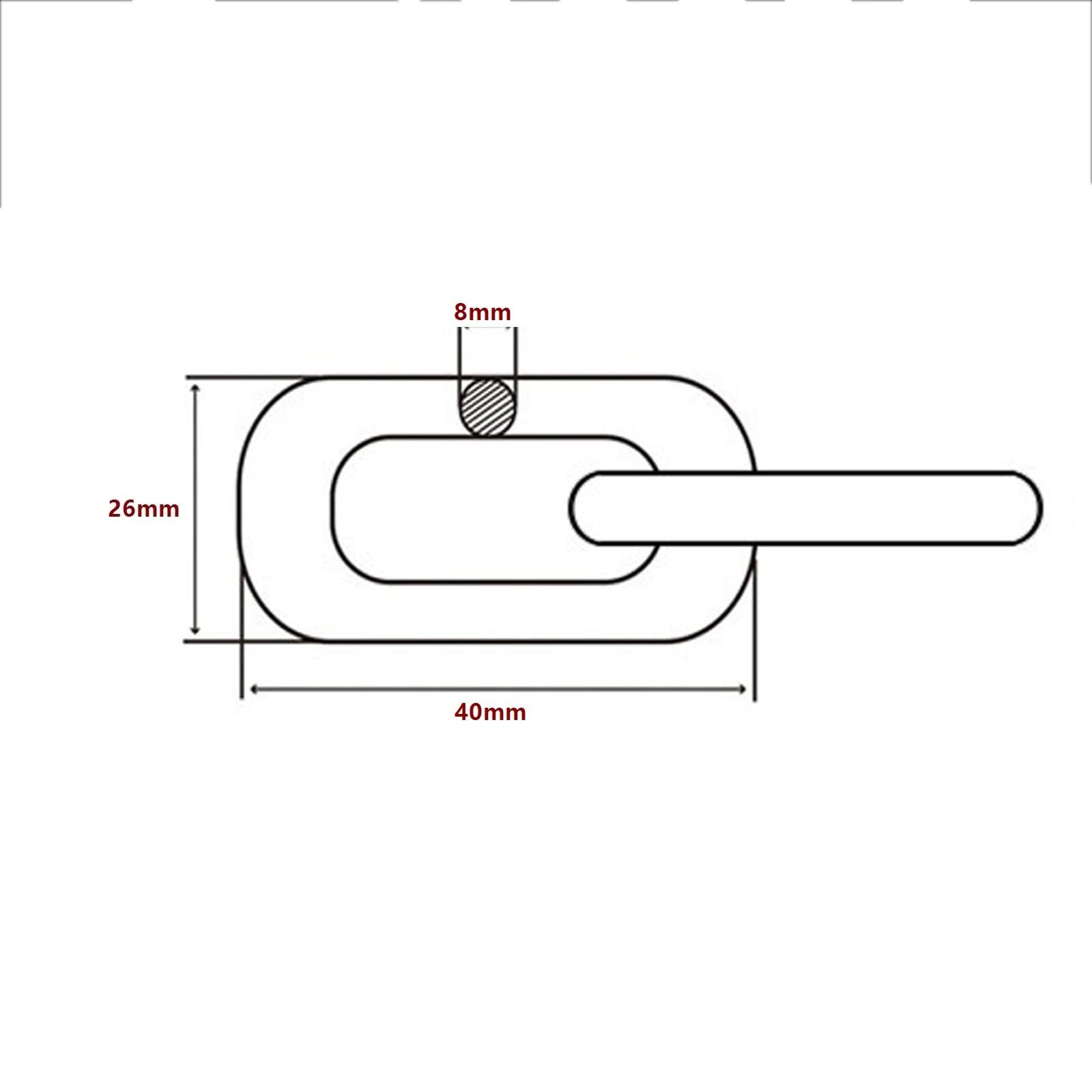 1 metro Cadena de Acero Inoxidable 8mm, Cadena de Acero Inox Resistente al Óxido, para Seguridad de Puertas, Tendederos, Jardín y Bricolaje