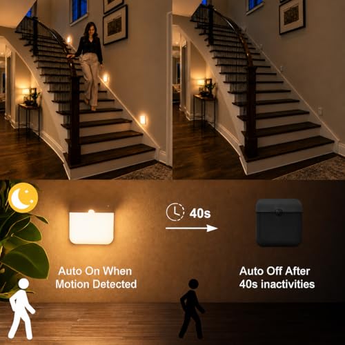 Image of One94Store Rechargeable Motion Sensor Light (Pack of 2), Warm White LED Night Lamp with Auto On /Off, 600mAh Battery, USB Charging Light for Bedroom, Wardrobe, Stairs & Cabinet