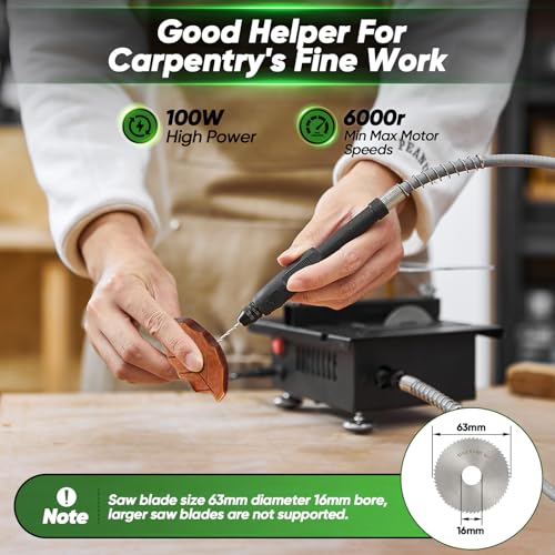SakerPlus Upgraded Mini Table Saw, Adjustable Speed & Angle for Wood, Plastic, Acrylic