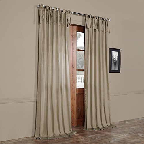 Image of HPD Half Price Drapes Solid Tie Top Cotton Curtains 108 Inches Long (1 Panel) Luxury Light Filtering Curtains for Living Room, Modern Semi Sheer Curtain for Bedroom, 50W X 108L, Sandstone