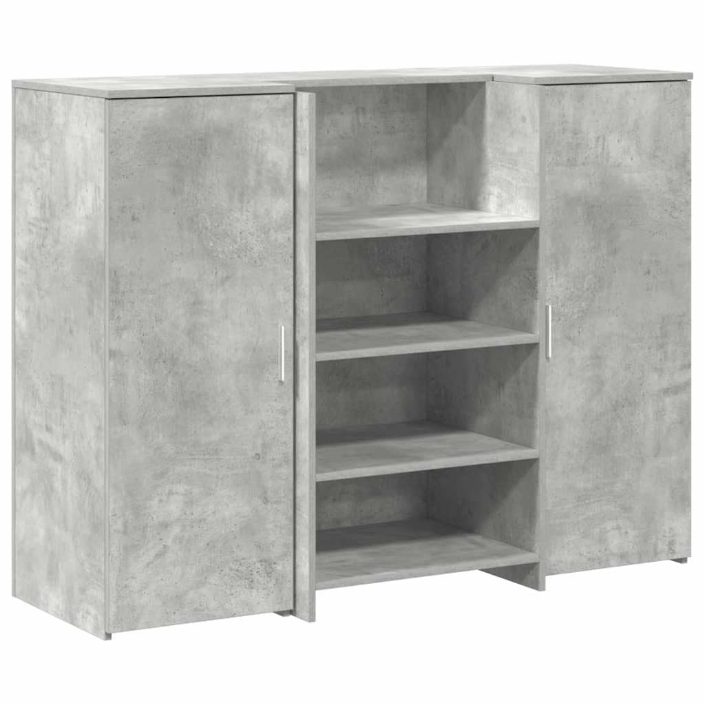 Bancone per ricevimento, grigio cemento, 135 x 50 x 103,5 cm, in legno, 3 pezzi | Bancone moderno effetto cemento per ufficio, studio, hotel e salone con spazio di lavoro e scomparti protetti.