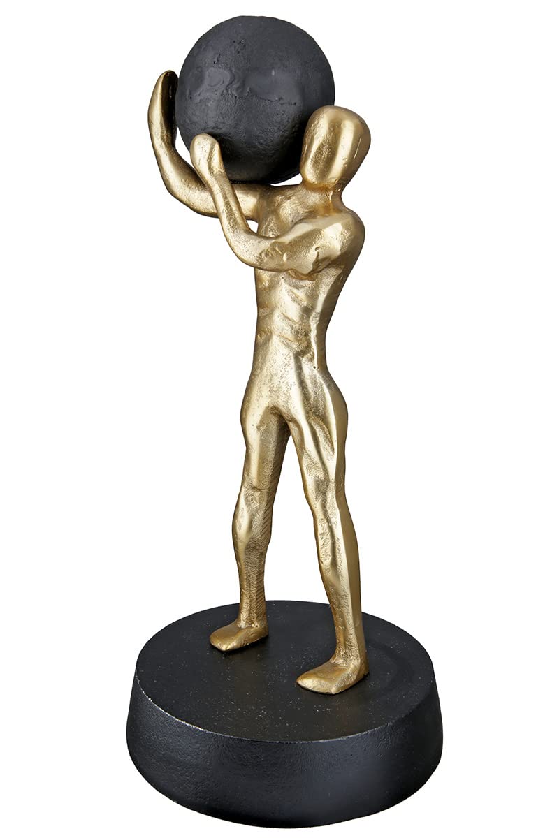 GILDE Deko Figur Skulptur Strong Stark XL - Moderne Kunst und Dekoration aus Kunstharz - Farbe: Gold - Höhe 35,5 cm