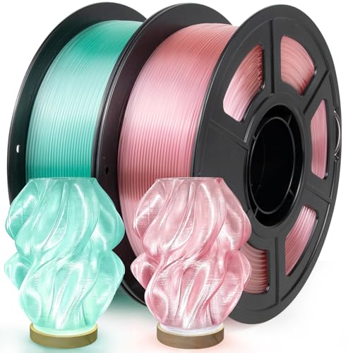 Image of IEMAI Clear PETG Filament 1.75mm 2KG Bundle, 1KG x 2 Spools Cyan & Pink, Glossy Transparent Finish PETG 3D Printer Filament for Lampshades, Home Decor & DIY Models