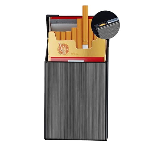 Estuche para cigarrillos con caja de cigarrillos más encendedor, portátil, 20 unidades, 100, encendedores USB 2 en 1, recargable, sin llama,