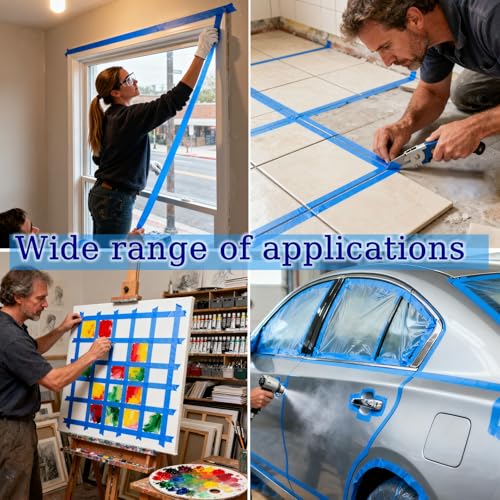 Image of 4 Rolls Premium Painters Tape, Blue Tape, Masking Tape, (88yd=4Rolls*0.71in*22yd),Decoration Labeling No Residue, Easy Removal，Paint Tape for Multi-Purpose, Painting, Painter's, DIY Crafts Arts