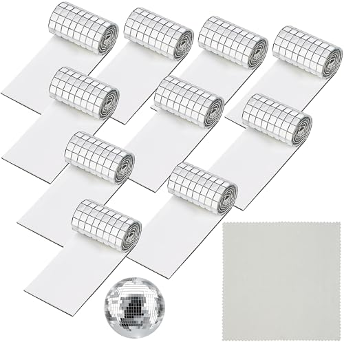 Belle Vous 4800 Carreaux de Verre 5 mm Mosaique Miroir Verre en Petit Carrés Adhésifs avec Chiffon Nettoyage 10 Bandes - Miroir Mosaique Autocollants Carrés...