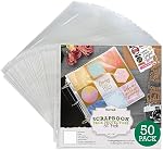 Samsill Scrapbook Refill Pages 12x12 Inch, 50 Pack, Fits 3 Ring Scrapbook Binders and 12x12 Photo Albums, Top-Loading, Heavy-Duty, Holds 2 Pages, Super Clear