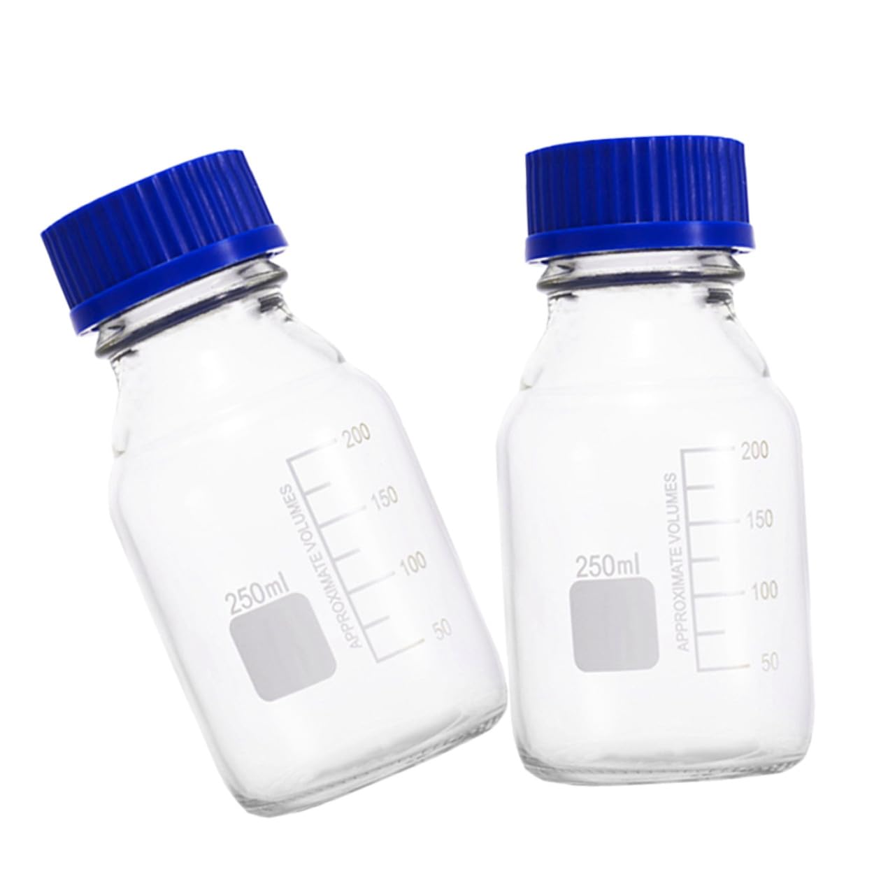 Bottiglia Reagente in Vetro 250ml 2 Pezzi per Laboratorio | Linee Graduate per Miscelazione, Uso in Ambito Industriale, Formato Scientifico Compatto