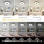 Etanche noire LED Plafond luminaire,avec haut-parleur Bluetooth,11Inch 18W, 2700K-6500K Lampe à musique variable,RGB Lumière de changement de couleur avec télécommande,pour salle de bain,douche,Chambre