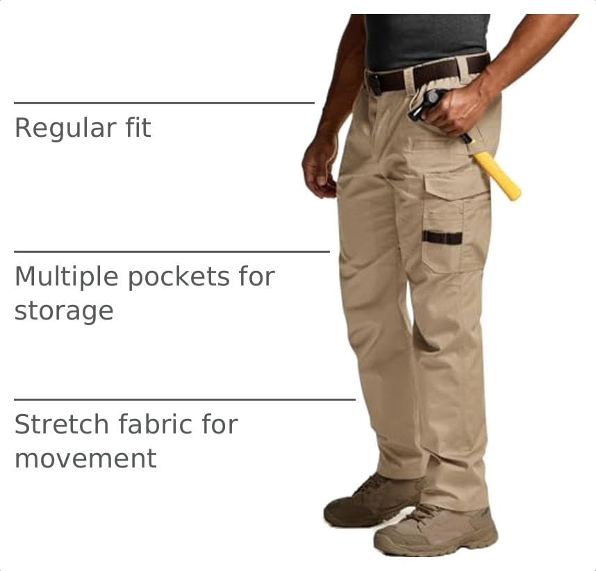 Image of CQR Men's Quick Dry Work Pants, Water Resistant Outdoor Tactical Pants, Lightweight Stretch Cargo Hiking Pants