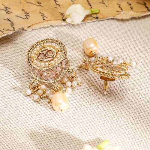 Image of Rubans Pearl Long Necklace Set Gold Plated Traditional Stylish Jewellery Gift for Women & Girls