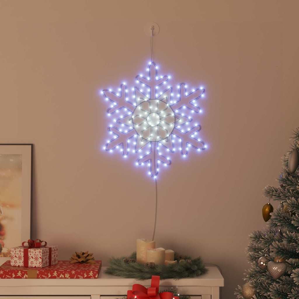Podświetlany świąteczny płatek śniegu, niebieski, z PCW 55,5 x 55,5 x 0,75 cm z 156 diodami LED, do wewnątrz i na zewnątrz, świąteczna dekoracja do salonu, rodziny i na zimę