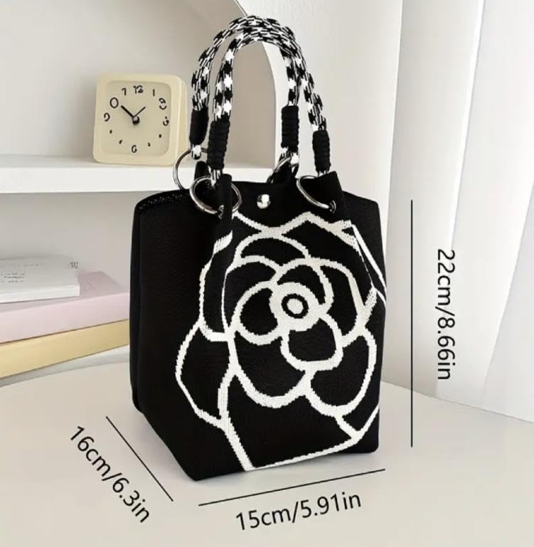 Bolso tote tejido floral a crochet miniatura 4