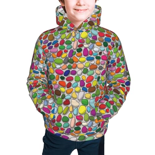 Pebble Colorful Background Kid Hoodies Boys Sweatshirts Girls Pullover with Pocket3
