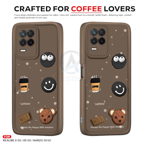 Image of AESTMO Back Case Cover for Realme 8 5G / 8s 5G / Narzo 30 5G Back Cover | Cute Fun Cartoon 3D Ball | Coffee Silicone Case | Full Body Protection | Camera Protection Back Cover for (Brown)