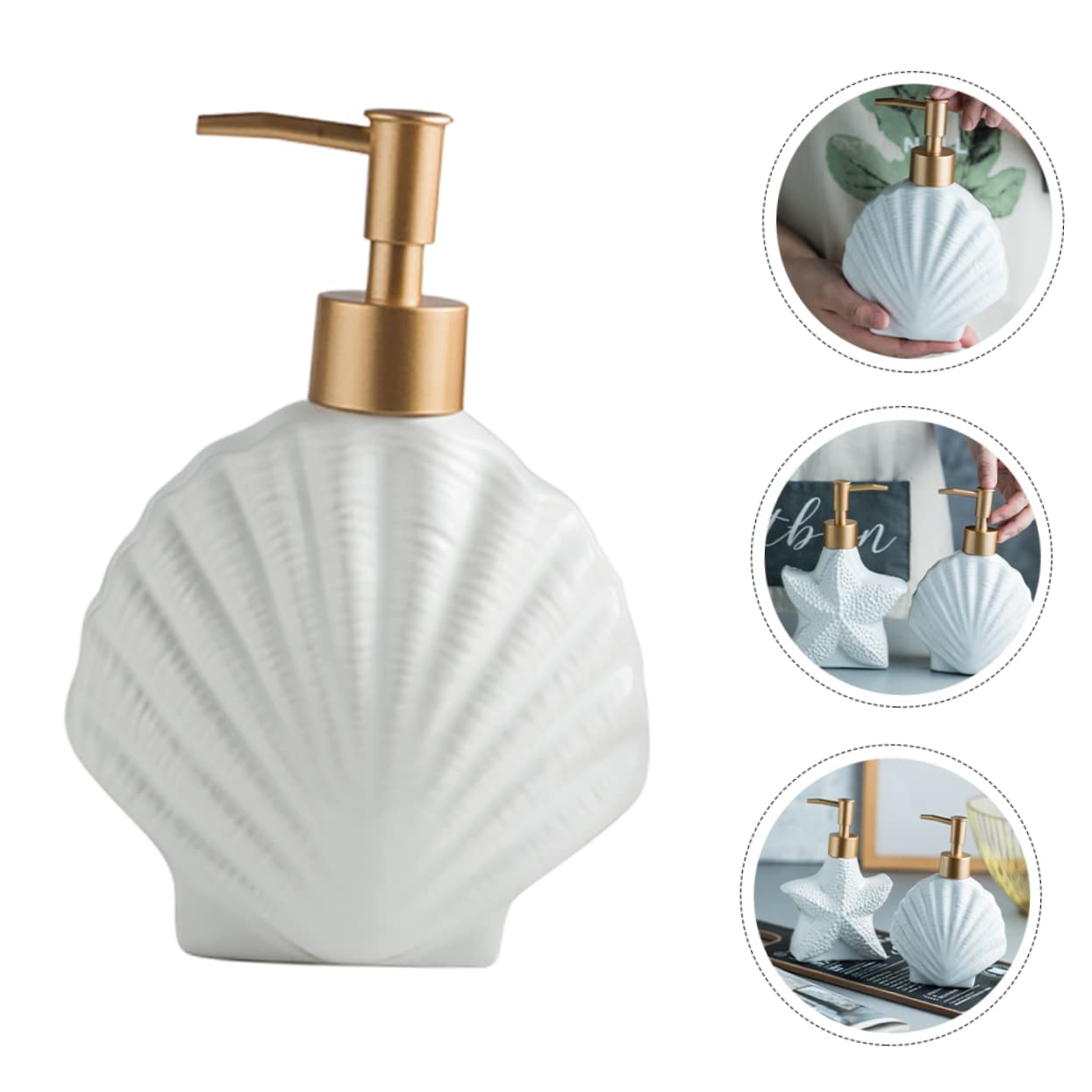 Anneome Refillable Shampoo Bottles Ceramic Pump Dispenser Liquid Soap Storage Bottle for Shower