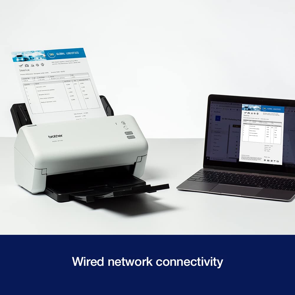 Brother ADS-4100 Desktop Document Scanner |SuperSpeed USB 3.0 | Double-sided | 60 Sheet ADF, UK Plug — view 5