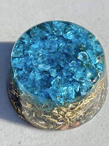 Blue Topaz Orgone Generator Energy Accumulator 528Hz/7.83Hz/Advance Harmonics Many Beautiful Ingredients and Colors!! (Blue Topaz)