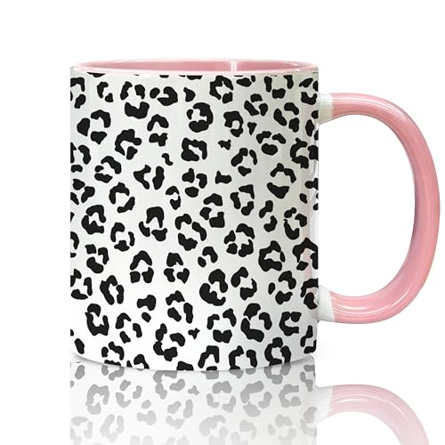 Taza de café con diseño de leopardo negro y blanco 11oz miniatura 1