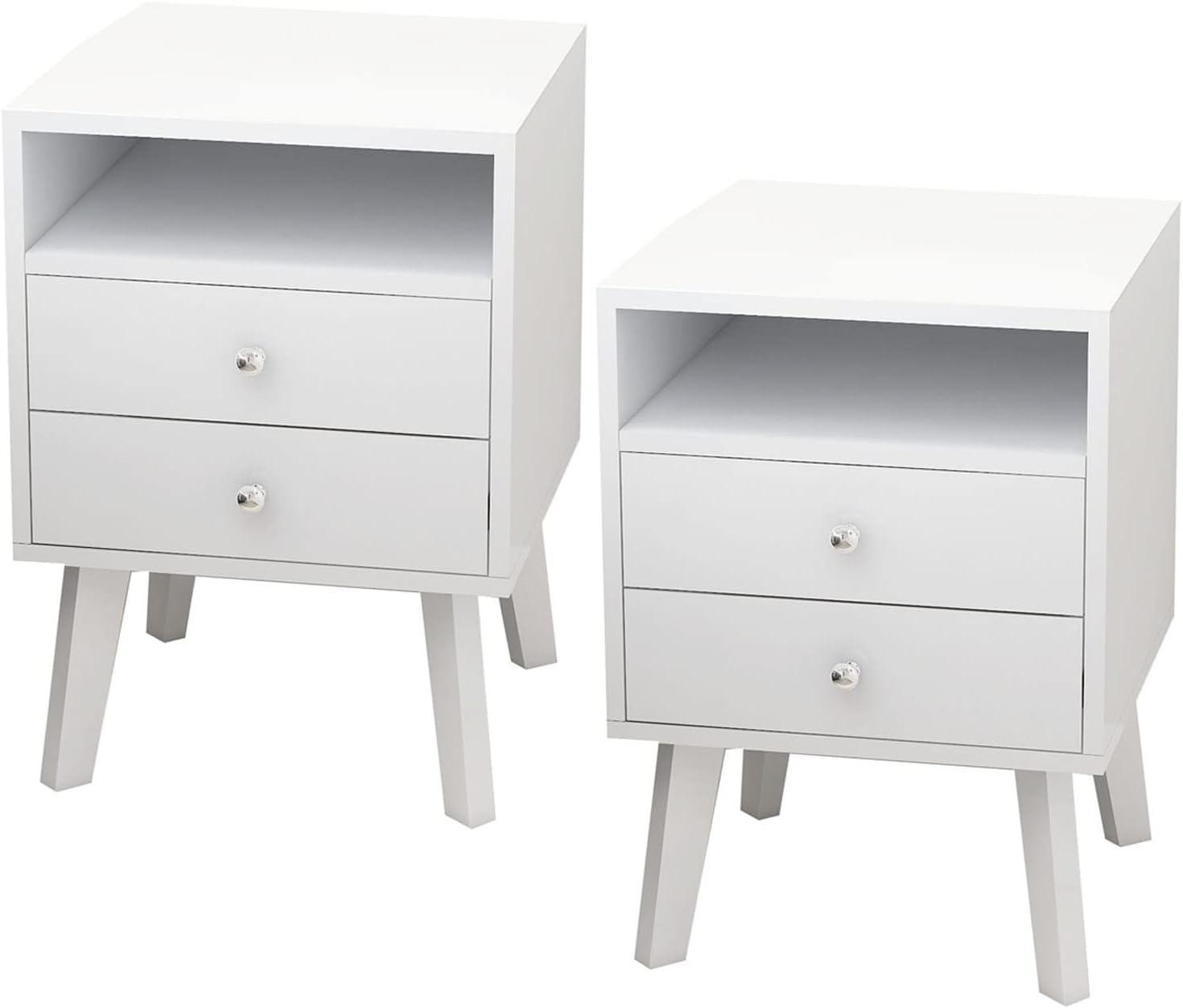 kevinplus White Nightstand Bed Side Table Set of 2, Mid
