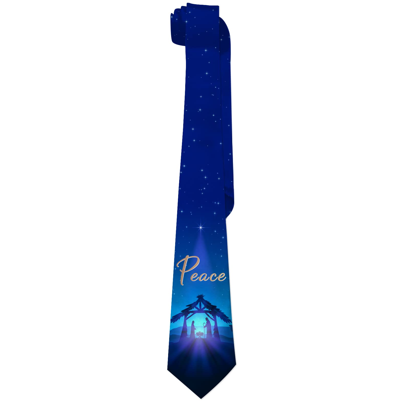 zerosevenee Nativity Scene Tie, Mens Religious Ties for Christian, Novelty Christ Christmas Neckties