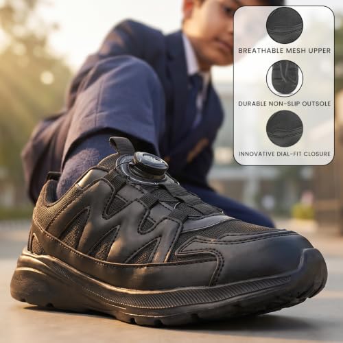 Image of Liberty LEAP7X Black Velcro School Shoes for Kids