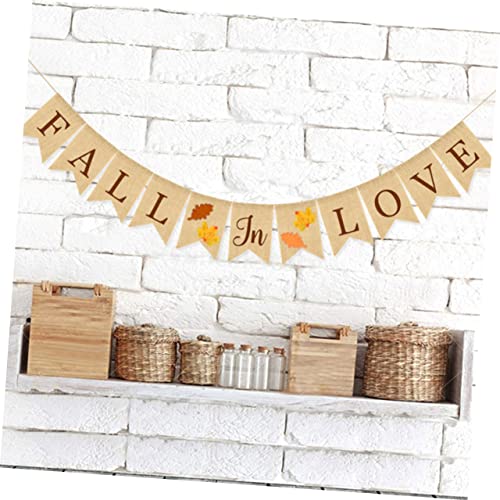 Abaodam 2 pcs Decoration Delicate Thanksgiving for Linen Love Hanging with Decor Leaf Garland Banner Bridal Engagement Happy Wedding Bunting Fireplace Home Rustic Autumn Burlap - Image 2