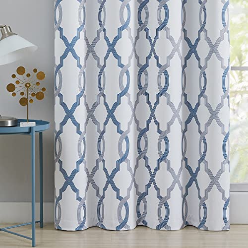 Ugoutry Blue Grey 84 Inch Long Full Blackout Curtains For Bedroom, Holiday Thermal Insulated Grommet Window Treatments, Geometric Patterned Drapes 2 Panels, 52'' W #TOP3