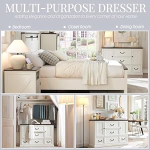 Farmhouse 5 drawers dresser for bedroom wood rustic storage organizer closet chest chest of drawers wgroove barn doorshelf for closet living room dining room hallway white  urban country home decor