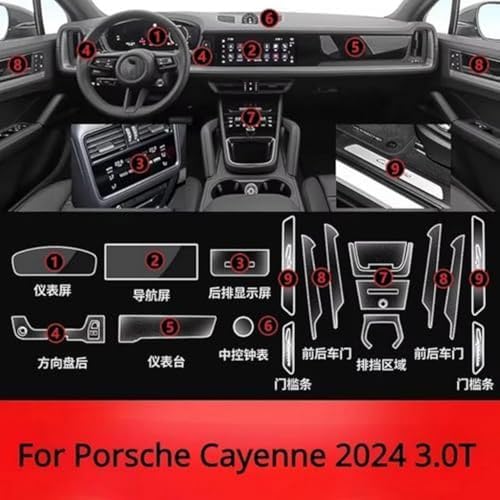 Schutzfolie für Porsche Cayenne 2024,transparente Innenausstattung der Mittelkonsole,kratzfestes Zubehör