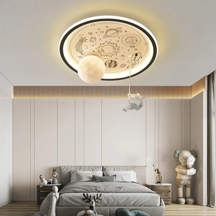 HDC 500 mm Astronaut Planet Flush Mount LED Ceiling Light — Resin + Iron + Acrylic, Space Theme, Contemporary Ceiling Lamp for Living Room & Kids’ Room Decor-image-1