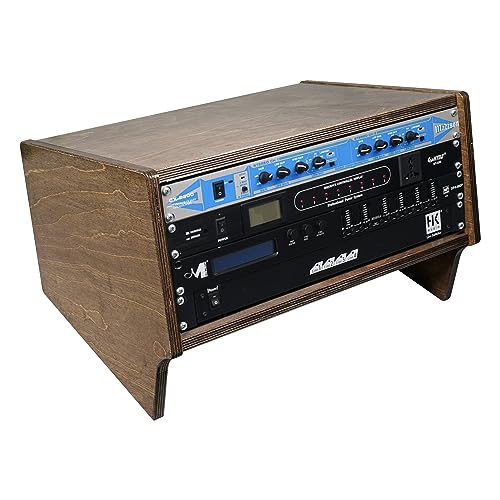 Sound Town DIY 4U Angled Desktop Turret Studio Rack with Solid Baltic Birch Plywood, Weathered...