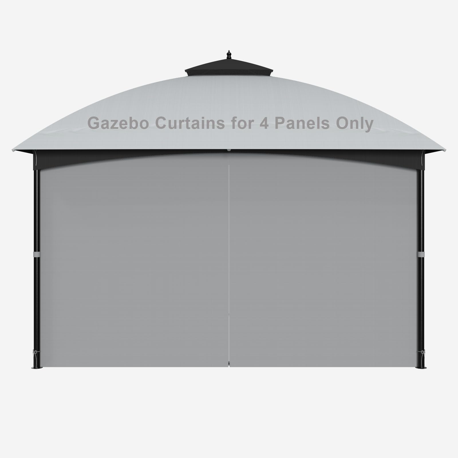 SunCula Replacement Gazebo Curtain Universal Privacy Shade Curtain 4-Panels sidewall with Zipper (10'x10', Grey, Only Curtains)