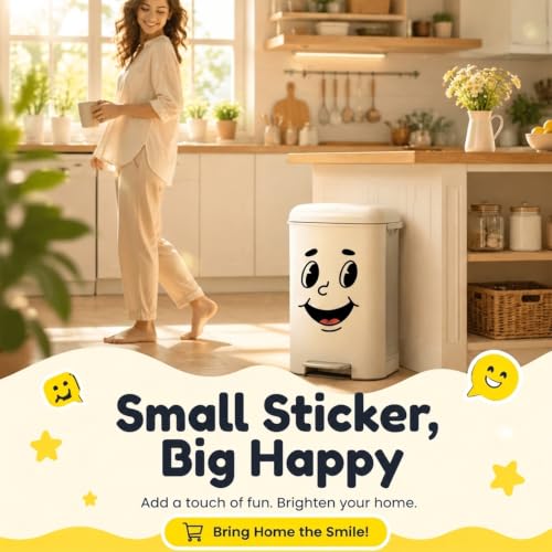 Image of 4Pcs Funny Trash Garbage Can Stickers-6.8in x 8.3in Cute Toilet Lid Decal Sticker,Adhesive Cartoon Expressions Sticker for Kitchen Fridge Bucket,Decorative Wall Stickers Indoor Outdoor,Type D