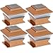 4 Pack Solar Powered Copper Outdoor Garden Deck Patio Fence Pathway Post Light for 4x4 Wood Posts