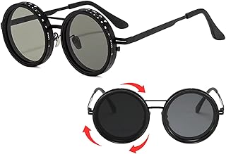 HUVORA Adjustable Tint Rotating Polarized Round Sunglasses for Men Stylish, Anti Glare Lenses 1-11 Gear UV400 Protection M... Price In India
