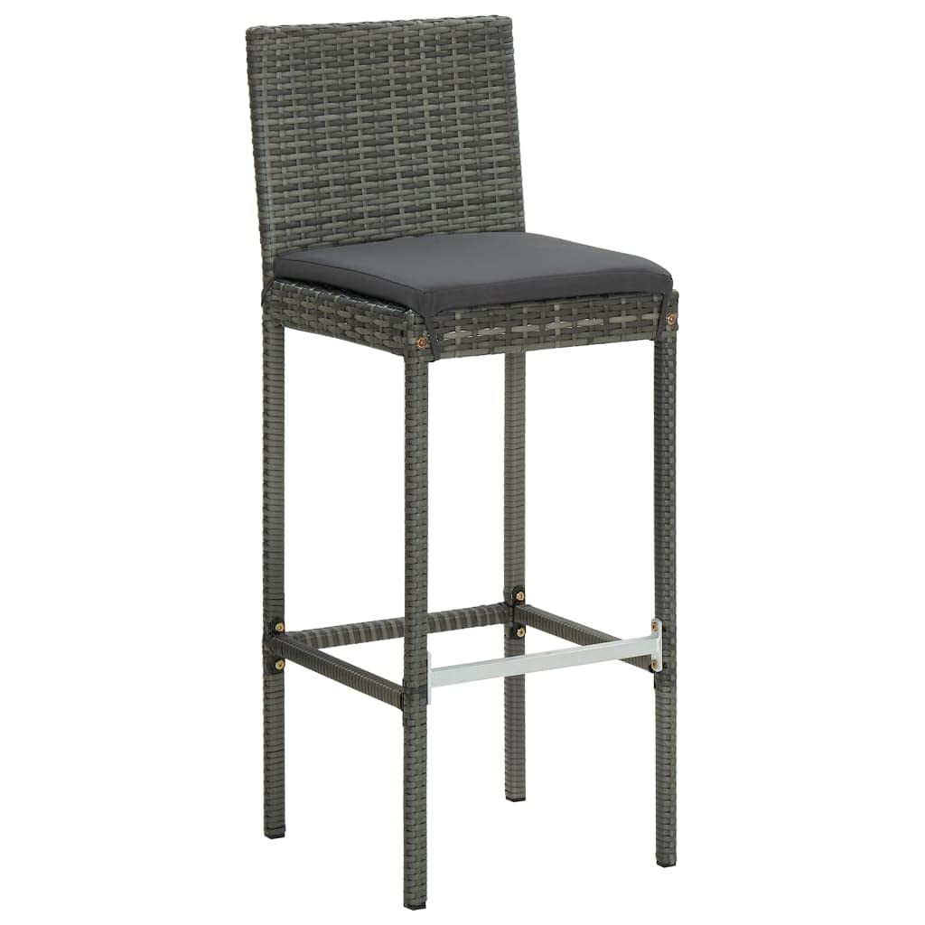 vidaXL Ensemble de Bar de Jardin 5 pcs et Coussins Mobilier de Terrasse Salon de Jardin Table et Chaises de Patio Extérieur Résine Tressée Gris